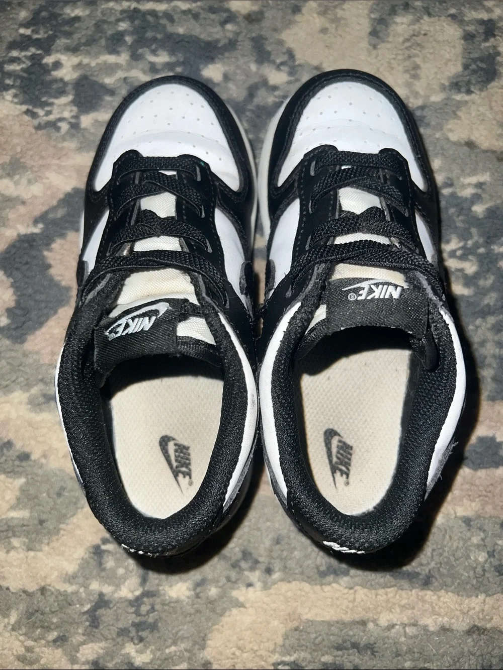 Nike Kids Black and White Low-Top Sneakers with Swoosh